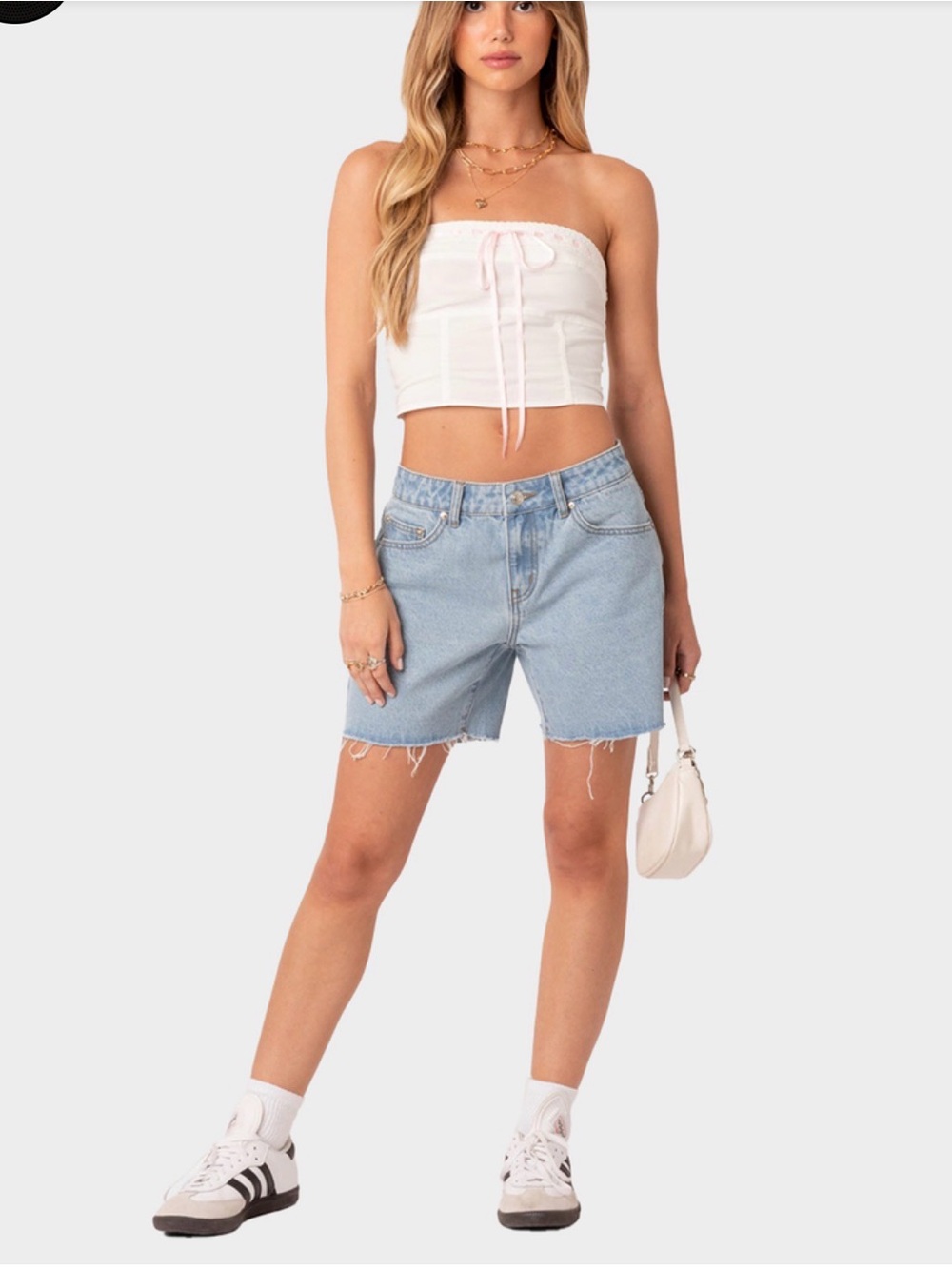 Edikted Tomboy Low-rise Distressed Denim Cutoff Shorts